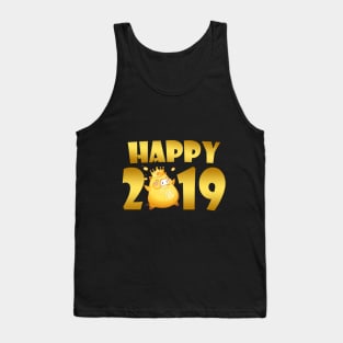 New Years Eve T-Shirt 2019 Gold Pig Gift Tank Top